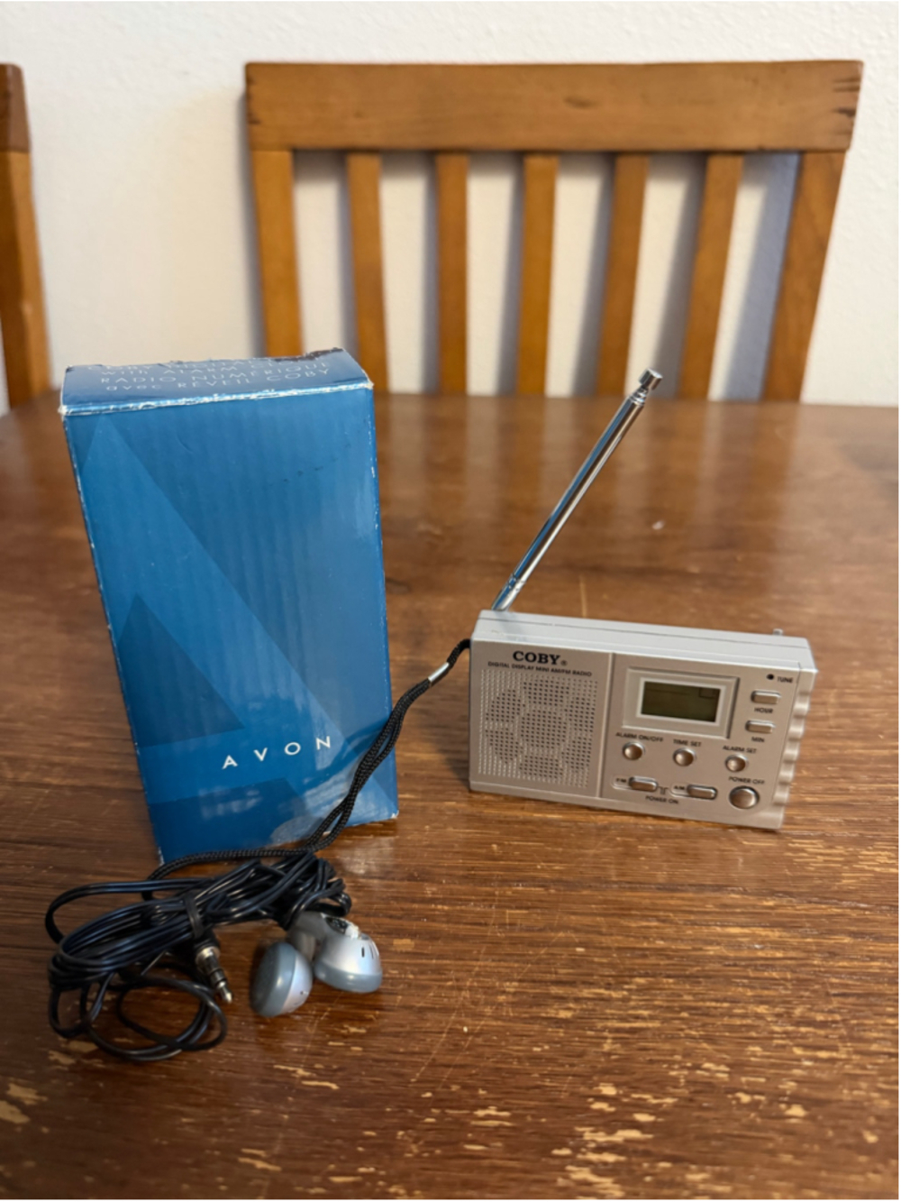 Coby CX53 Digital AM/FM Radio Alarm Clock Avon NOS Earphones Original Box
